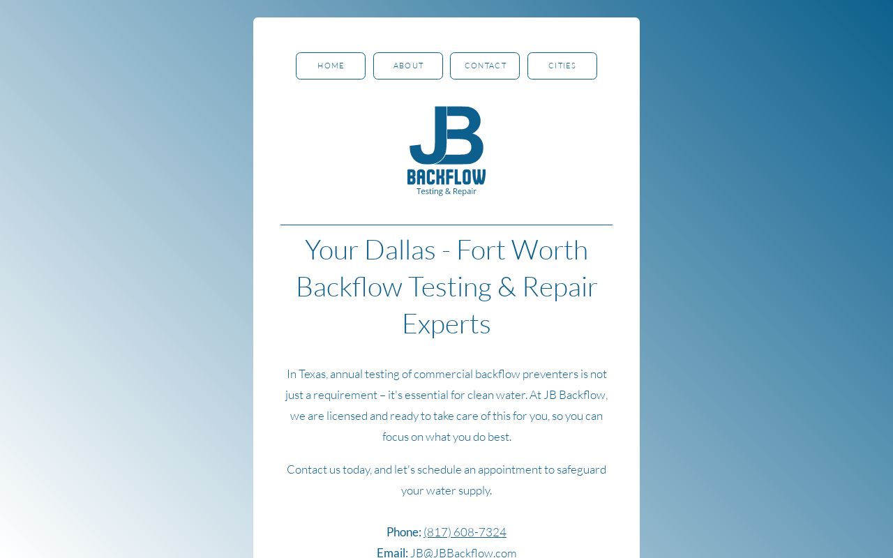 Backflow Testing And Repair In The Dallas-Fort Worth Metroplex - JB ...